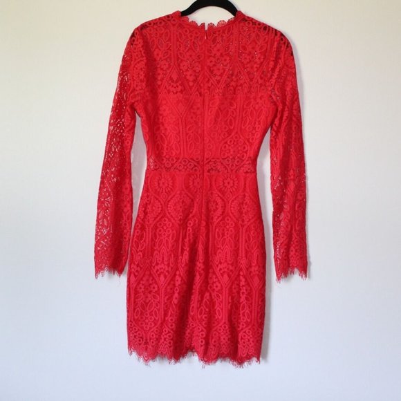 Lulus Appetite for Seduction Red Lace Long Sleeve Dress Women's Size XS H13441 - Picture 5 of 12